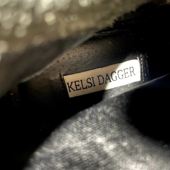 Kelsi Dagger Etna Over-The-Knee Black Leather Wedge Heel Boots Sz 7.5 - Picture 10 of 13